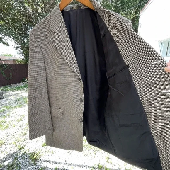 VTG Gianfranco Ruffini Italy Men's 42R Wool Houndstooth Blazer Jacket Sport Coat - Picture 8 of 13